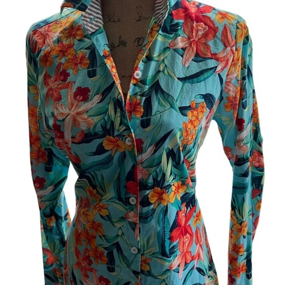 Tommy Bahama Tropical Cotton Tunic Beach Coverup SP - Picture 4 of 9